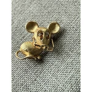 Vintage Avon Mouse Brooch Articulated Moving Glasses Amber Rhinestone Eyes Pin